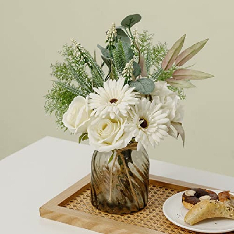 홈 장식을위한 꽃병에 Famigmo 인공 가짜 꽃, 홈 주방 센터 피스 커피 테이블 장식을위한 가짜 꽃