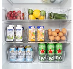 [ 12 팩 ] 정리용 다용도 투명 상자 - 냉장고, 냉장고 정리함 - 식품 저장실 정리 및 보관 - 가정, 주방, 냉동고, SOHO 컬렉션, Canbinet, RV용 플라스틱 용기