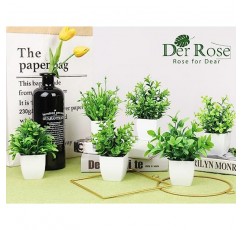 Der Rose 6 팩 가짜 식물 홈 오피스 농가 욕실 선반 장식 실내를위한 미니 인공 식물