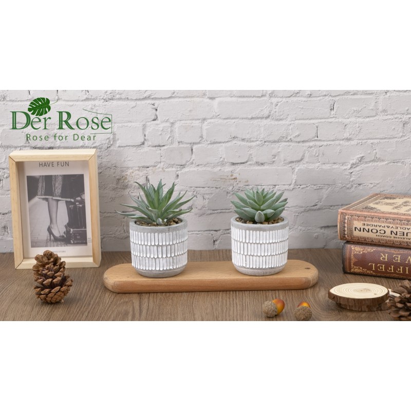 Der Rose 2 개의 다육 식물 세트 거실 용 인공 가짜 식물 욕실 침실 미적 홈 주방 장식