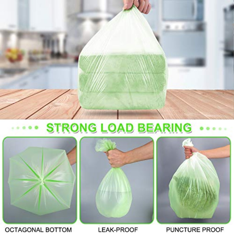 MAVGV 4 갤런 소형 쓰레기 봉투 쓰레기 봉투, 100 Pcs 강력한 욕실 휴지통 캔 라이너 홈 오피스 주방용 쓰레기 (녹색) (4 갤런)1