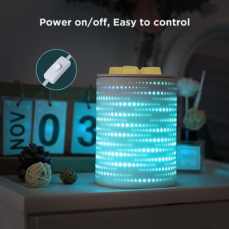 Enaroma 왁스 용융 따뜻한 세라믹 오일 버너 Led Coloful 변경 전기 캔들 왁스 Melter 홈 오피스 침실에 대한 실리콘 이동식 트레이 라이너