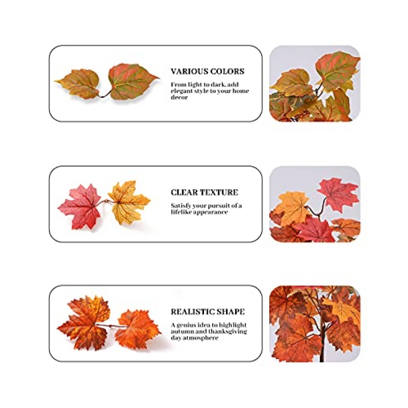 DDHS 인공 단풍 나무 가지 4PCS 가을 잎 줄기 실내 야외 테이블 홈 부엌 사무실 장식, 가짜 가을 붉은 단풍 나무 가지 중앙 장식품 장식