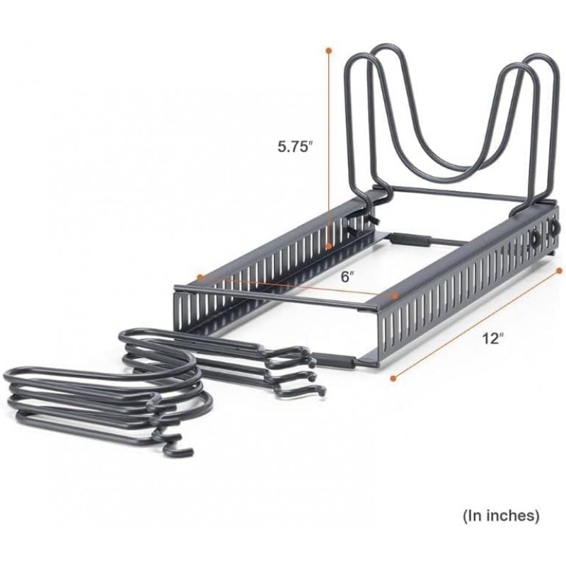 Better Things 홈 냄비 뚜껑 정리함(조절 가능한 칸막이 6개 포함) - 긁힘 방지 패딩 - 제빵기구, 조리기구 - 주방 정리용으로 완벽한 냄비 뚜껑 홀더(짙은 회색)
