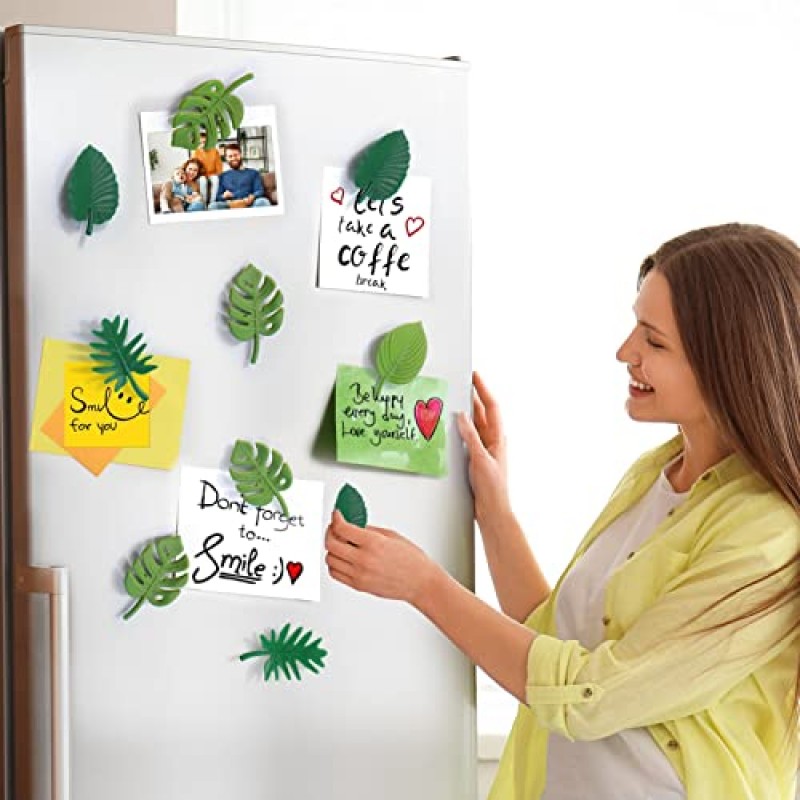 8 조각 Monstera 식물 냉장고 자석, 미니 열대 잎 냉장고 자석 사물함 냉장고 홈 오피스 장식을위한 귀여운 자석