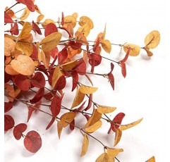 VGIA 6 Pcs 인공 유칼립투스 줄기 가을 유칼립투스 잎 가을 장식 사무실 및 가정을위한 가을 장식 꽃꽂이를위한 인공 식물