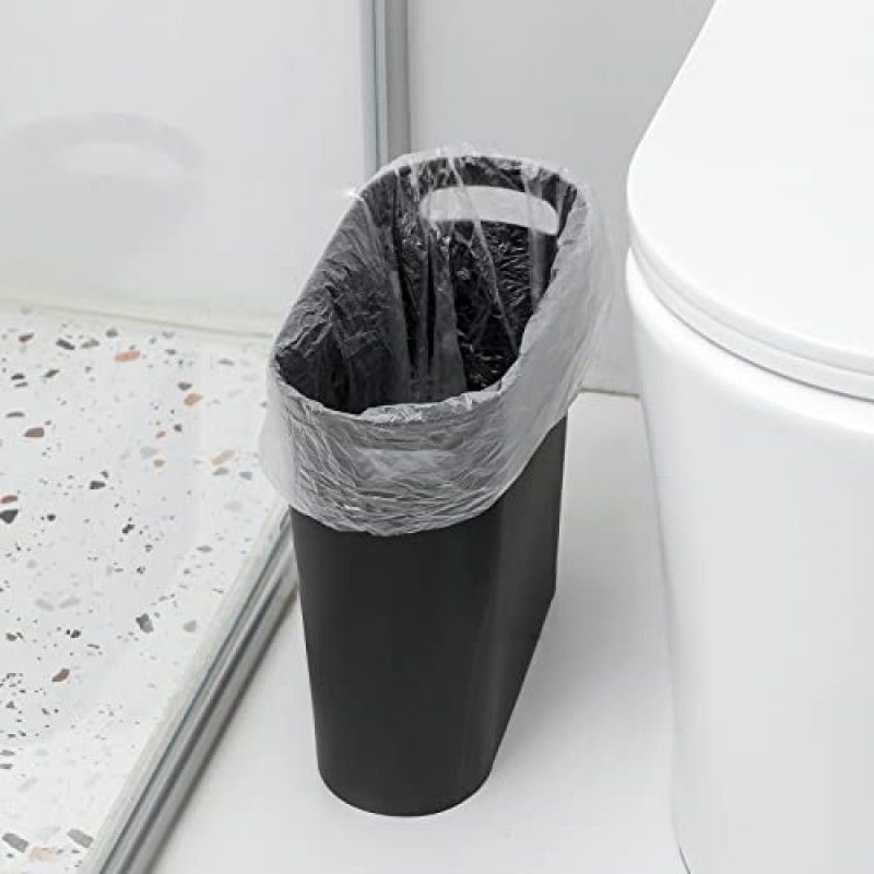 rejomiik 소형 쓰레기통, 3.5 갤런 슬림형 쓰레기통 손잡이가 있는 플라스틱 쓰레기통 좁은 공간을 위한 컨테이너 빈 욕실, 침실, 주방, 집에서 사무실, 검정색