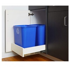 United Solutions 7갤런/28쿼트 공간 절약형 재활용 쓰레기통, 책상 아래에 적합하고 상업용, 주방, 홈 오피스 및 기숙사의 작고 좁은 공간에 적합, 청소 용이, (2개 팩), 재활용 블루