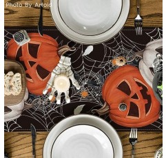 Artoid 모드 검은 호박 스파이더 웹 할로윈 테이블 러너, 계절 가을 주방 식탁 장식 홈 파티 장식 13x72 인치
