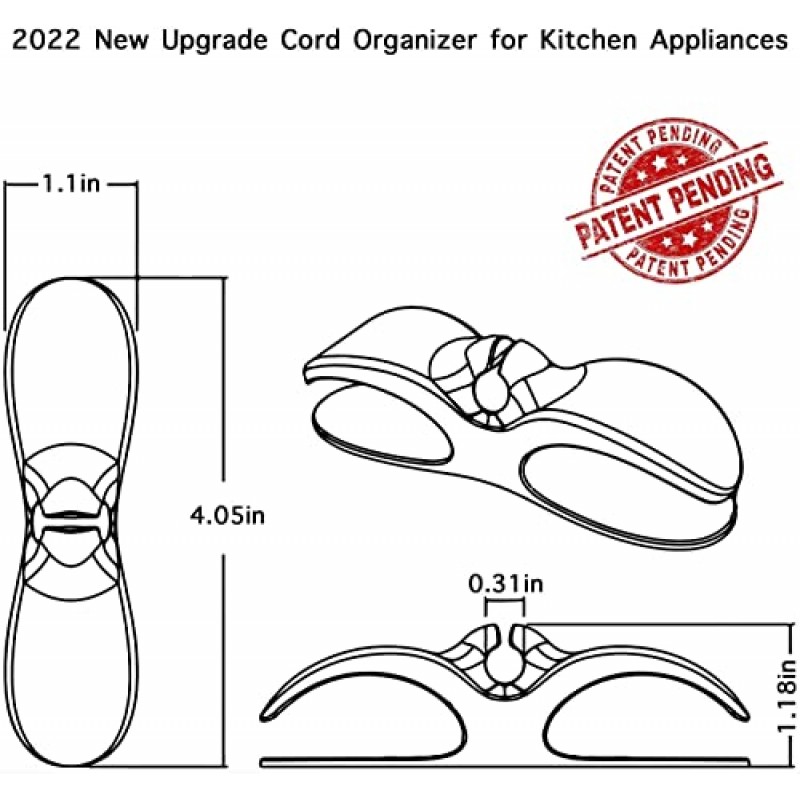 주방 가전용 코드 정리함, 3개 스틱 온 케이블 래퍼 홀더 와인더 키퍼, 전원 와이어 관리 랩 후크 키친에이드 믹서용 클립, AFunCrafter 홈 가제트 액세서리 2023