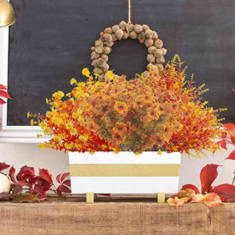 AITISOR 12PCS 가을 인공 꽃 홈 부엌 침실 축제 결혼식 크리스마스 파티 장식 (가을 믹스)에 대 한 자외선 방지 식물