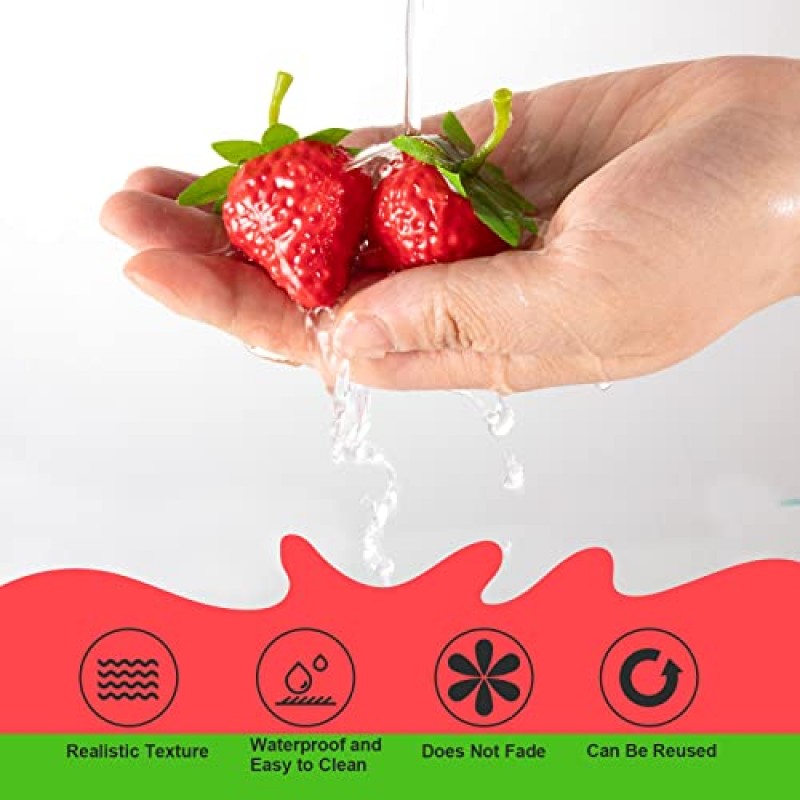 CLESDF 인공 붉은 딸기, 40Pcs 가짜 살아있는 과일 플라스틱 딸기 홈 부엌 파티 장식 사진 소품