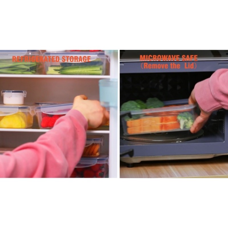 JSCARES 밀폐 식품 보관 용기 - 28개(뚜껑 14개 및 용기 14개) BPA가 없는 전자레인지 식기세척기/냉동고 식사 준비 및 남은 음식을 위한 주방 조직용 안전한 플라스틱 식품 용기 세트