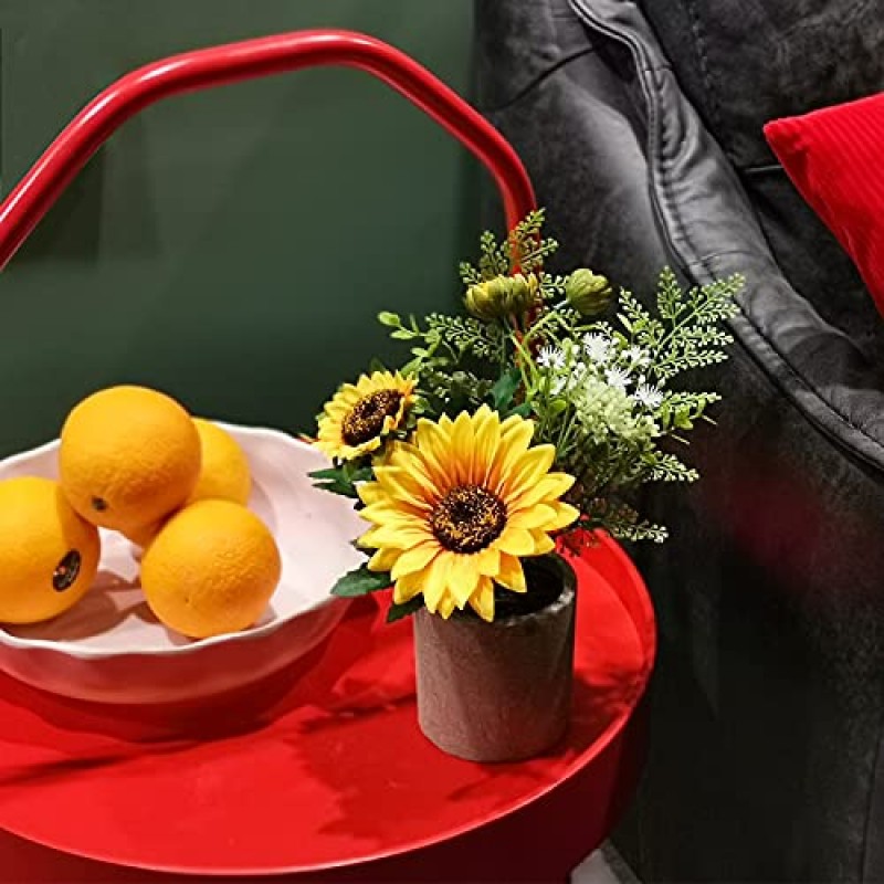 COCOBOO 해바라기 인공 꽃 냄비, 해바라기 장식, 냄비에 노란색 가짜 꽃, 홈 욕실 주방