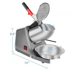 Reespring 면도 얼음 기계 얼음 분쇄기 스노우 콘 기계(스테인리스 스틸 블레이드 주방 포함) 면도 얼음 및 스노우 콘(300W 2000r/min)용 전기, 무료 아이스 픽도 함께 제공됩니다.