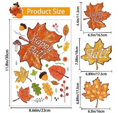 YUJUN 8 시트 추수 감사절 가을 창 Clings, 단풍 나무 소나무 콘 유화 가을 유리 홈 장식 및 추수 감사절 가을 창 장식을위한 창 스티커 스티커
