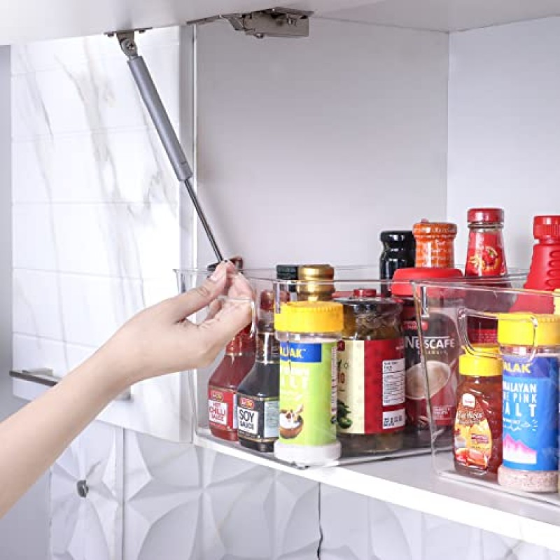 Utopia 주방 식료품 저장실 정리함 및 보관함 - 중형 식료품 저장실 정리함 6개 세트 - 보관함 정리함 - 손잡이가 내장된 냉장고 정리함, 투명
