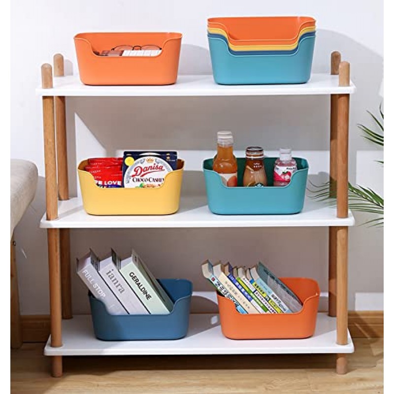 효율적인 가정 교실 조직을 위한 Owill 12팩 플라스틱 보관함 및 바구니 - 주방, 찬장, 선반 및 욕조의 욕실 정리함을 위한 다양한 색상의 소형 용기