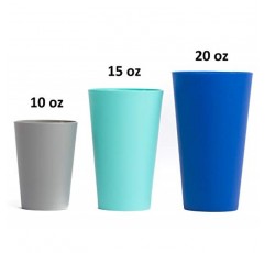 Klickpick 홈 멀티 사이즈 10온스 15온스 20온스 - 12피스 어린이 컵 프리미엄 품질 플라스틱 음료 텀블러 컵 재사용 가능한 컵 식기 세척기 안전 BPAFree 4가지 해안 색상