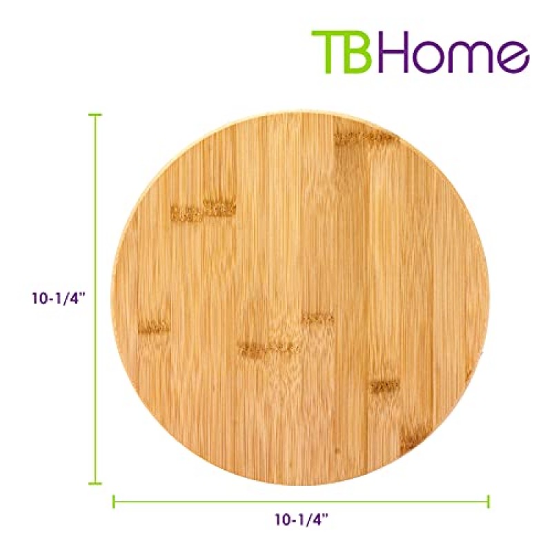 TB Home 10인치 대나무 나무 게으른 수잔 주방용 정리함, 캐비닛용 턴테이블, 조리대, 테이블 또는 식료품 저장실