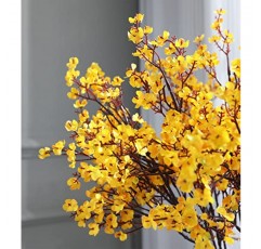 Hananona 10 Pcs Babys Breath 인공 꽃 오렌지 가짜 실크 Gypsophila 꽃 가을 홈 장식 꽃꽂이 테이블 센터 피스 (10, 오렌지)