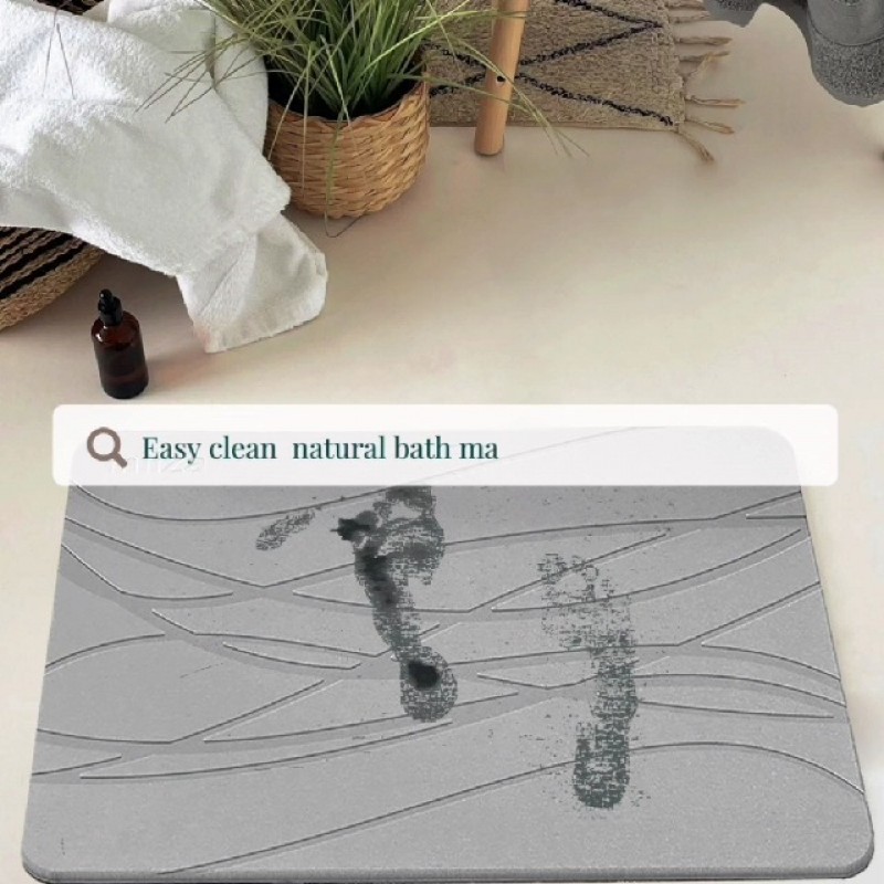 miiza 돌 목욕 매트 - 주방, 욕조, 욕실용 미끄럼 방지 & 속건성 - 초흡수성 규조토 샤워 매트 - 우아한 가정 장식