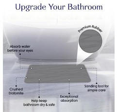 miiza 돌 목욕 매트 - 주방, 욕조, 욕실용 미끄럼 방지 & 속건성 - 초흡수성 규조토 샤워 매트 - 우아한 가정 장식