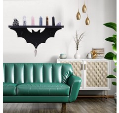 HZYSLYJ 박쥐 선반 침실-할로윈 벽 장식, 고스 룸 장식-3 개의 키 후크가있는 검은 색 교수형 선반을위한 부동 검은 벽 선반