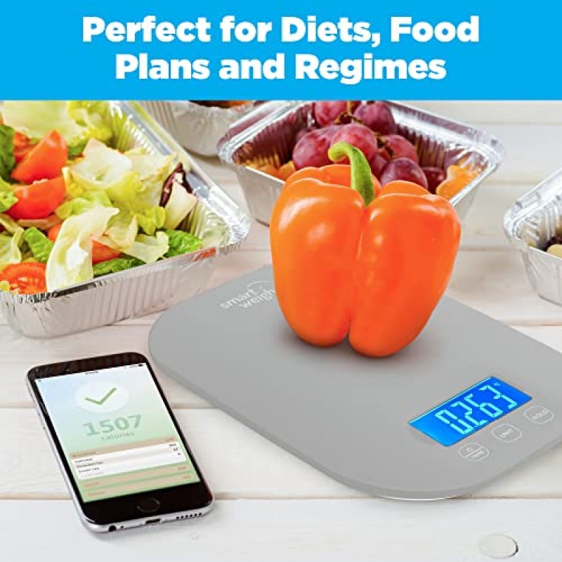 스마트 체중 11파운드 디지털 주방 음식 저울, 5단위 모드를 갖춘 기계식 정확한 체중 저울, 체중 감량을 위한 그램 및 온스, 재료 중량 측정, 다이어트, 케토 요리, 식사 준비 및 베이킹
