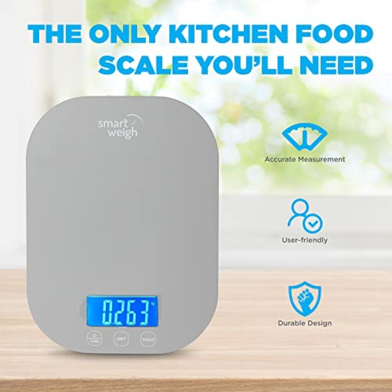 스마트 체중 11파운드 디지털 주방 음식 저울, 5단위 모드를 갖춘 기계식 정확한 체중 저울, 체중 감량을 위한 그램 및 온스, 재료 중량 측정, 다이어트, 케토 요리, 식사 준비 및 베이킹