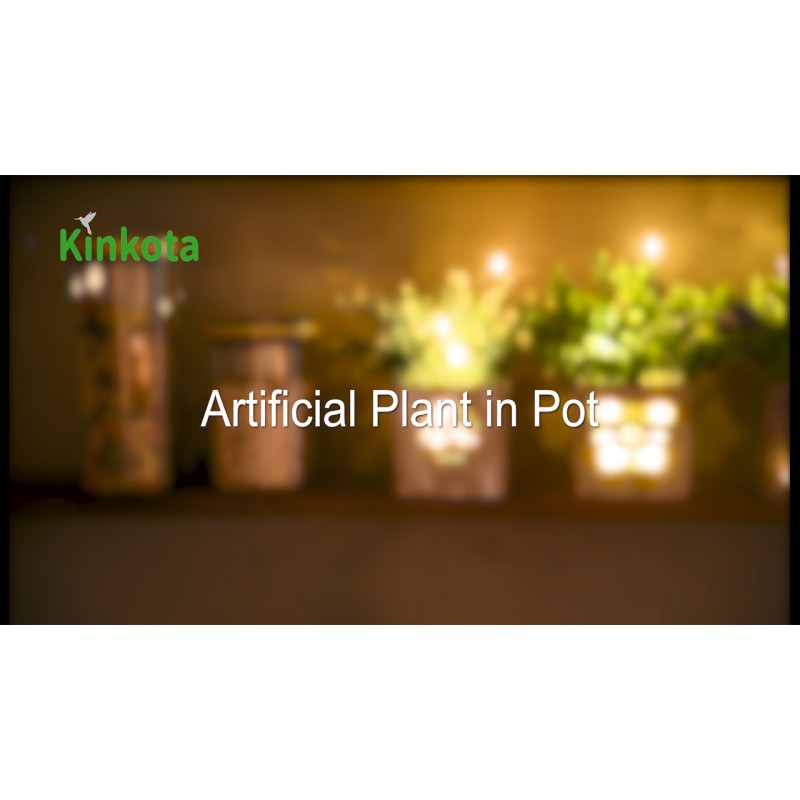 Kinkota 인공 식물 및 야간 조명이 있는 꽃, 실내 장식을 위한 화분에 심은 가짜 식물, 사무실 장식을 위한 녹지 탁상 센터피스, 3팩