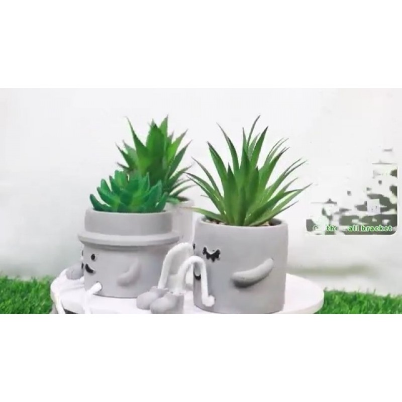 Zerzsy 3pcs 창조적 인 인공 다육 식물, 회색 화분, 가정 장식 및 선물 선택을 위한 미니 화분 다육 식물.