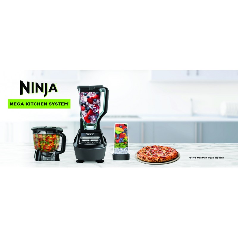 Ninja BL770 메가 주방 시스템, 1500W, 스무디, 가공, 반죽, 음료 등 4가지 기능, 72온스 포함* 블렌더 피처, 64온스 프로세서 보울, (2) 16-oz. 휴대용 컵 & (2) 뚜껑, 블랙