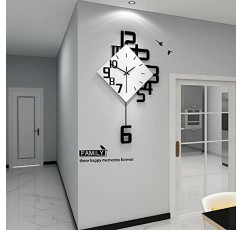 거실 장식을위한 FLEBLE 현대 대형 벽시계 사무실 부엌 침실 홈 장식용으로 작동되는 큰 침묵 진자 벽시계 배터리 나무로되는 30 인치 거대한 흰색 벽시계 시계 비 똑딱 거리기