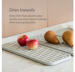 Dorai 홈 접시 패드 – 접이식 주방 접시 건조 매트 – 접시를 보호하기 위해 실리콘 웨빙으로 포장 – 즉시 건조 – 현대적이고 스타일리쉬 – 모든 조리대에 어울리는 최소한의 디자인 – 사암