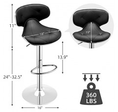 SIMFLAG 바 스툴 2개 세트, 등받이가 있는 회전 바 스툴, 360Lbs 용량 높이 조절 가능 바 의자(24