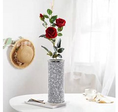 ZOLAPI 고급스러운 크러시 다이아몬드 꽃병 크리스탈 실버 유리 멋진 장식 꽃병 꽃 럭셔리 홈 장식용. 물을 담을 수 있습니다.