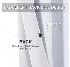 MISS SELECTEX 창 커튼 드레이프, 흰색 암막 커튼 짧은 커튼 그로밋 상단 창 처리 커튼 블라인드 부엌 침실용 홈 인테리어(52 x 54 인치, 2 패널, 순수한 흰색)