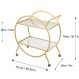 거울 선반 2개를 갖춘 HEONITURE 바 카트, 현대식 금속 바 서빙 카트, ​​가정/주방/클럽/거실용 골드 라운드 바 카트, 롤링 휠 디자인(28.34'14.96'30.7')
