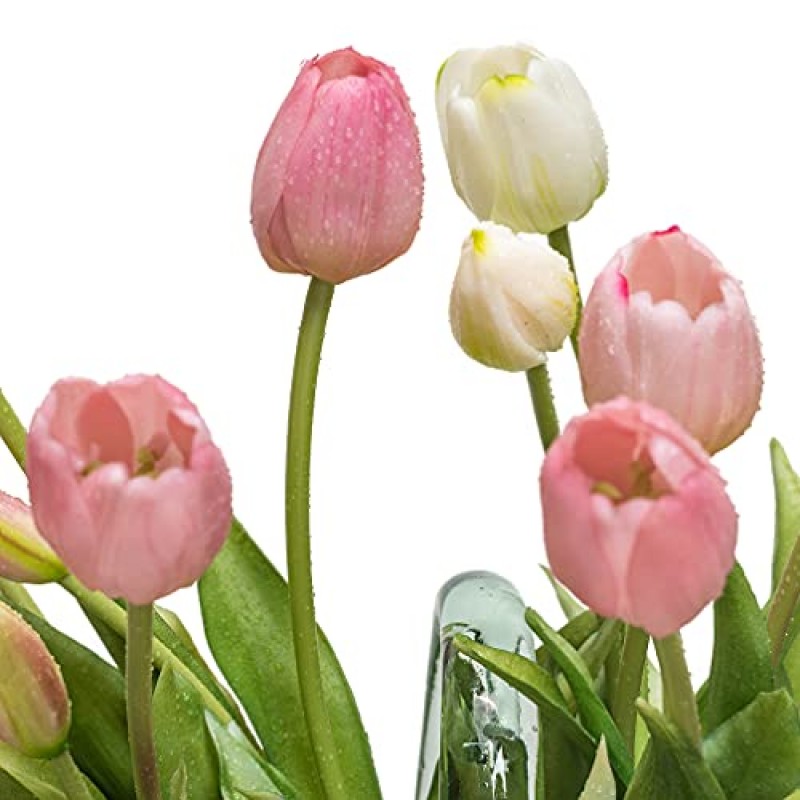 DUYONE 40pcs 인공 튤립 꽃 웨딩 파티 사무실 홈 부엌 장식 (한 벌 40pcs)에 대 한 진짜 터치 가짜 라텍스 꽃다발