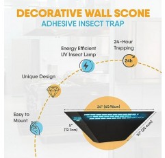 Gardner WS-85 벽 스콘스 플라이 라이트 트랩 - 포획된 파리, 모기, 기타 곤충을 숨깁니다 - 비산 방지 UV 램프 - 집, 주방, 레스토랑 및 기타 작업 공간 - 검정색