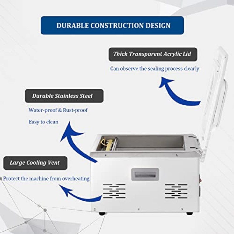 P PBAUTOS 챔버 진공 실러 기계, 마이크로 컴퓨터 제어, DZ260A 110V/60Hz 식품 포장 실러 기계, 6.5CBM/h 펌프 속도, 가정 주방 및 상업용으로 적용