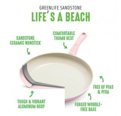 GreenLife 사암 건강 세라믹 논스틱, 15피스 주방 조리기구 냄비 및 프라이팬 세트, PFAS 무함유, 식기세척기 사용 가능, 핑크
