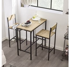 Haotian OGT03-N, 3피스 다이닝 세트, 의자 2개가 있는 식탁, 바 테이블 세트, 가정용 주방 카운터 아침 식사 테이블, 바 의자 2개가 있는 바 테이블, 높이 34.25인치