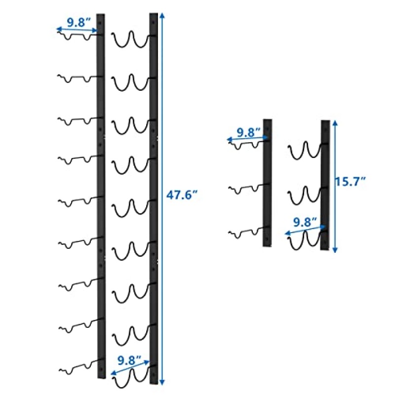 CharaVector 스테인레스 스틸 와인 랙 벽걸이 형 36 병 2PCS, DIY 1/2/3 벽 와인 랙, 매트 블랙 걸이 와인 랙, 이중 견고한 벽걸이 형 와인 랙, 가정 및 주방 장식