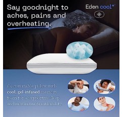 Coop 홈 제품 Eden Cool+ 베개, 냉각 젤이 포함된 킹 사이즈 플러스 모양의 메모리 폼 베개, 등, 위 또는 옆 슬리퍼 베개, 수면을 위한 조절 가능한 목 지지대, CertiPUR-US/GREENGUARD Gold