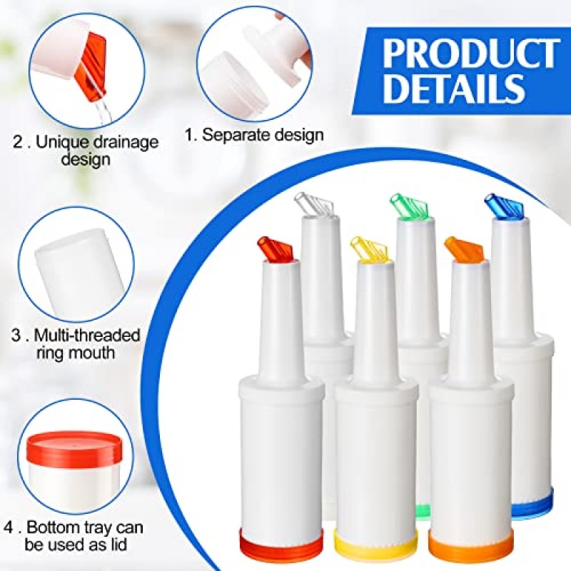 24 팩 바 다채로운 주스 붓는 병 용기를 부어 바 홈 주방 파티 용품에 대한 6 가지 색상의 34 온스 플라스틱 주스 디스펜서