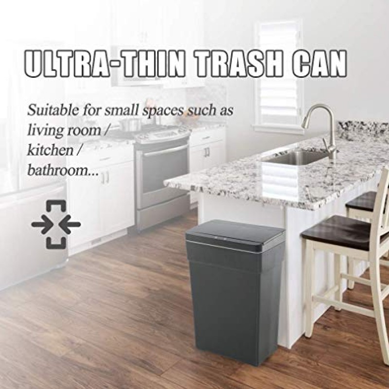 13 갤런 쓰레기통 자동 주방 쓰레기통 침실 욕실 홈 오피스용 뚜껑이 있는 대용량 쓰레기통 50 리터(검은색, 1개)