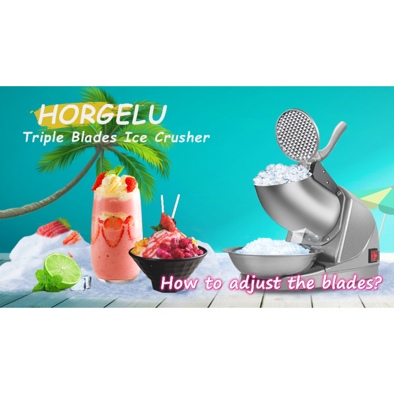 HORGELU 전기 아이스 크러셔 3 블레이드 얼음 선택 286lbs/hr 스노우 콘 기계 380W 면도 얼음 기계 2000rpm 식품 등급 스테인레스 스틸 얼음 면도기 가정용 상업용 110V 스노우 콘 제조기