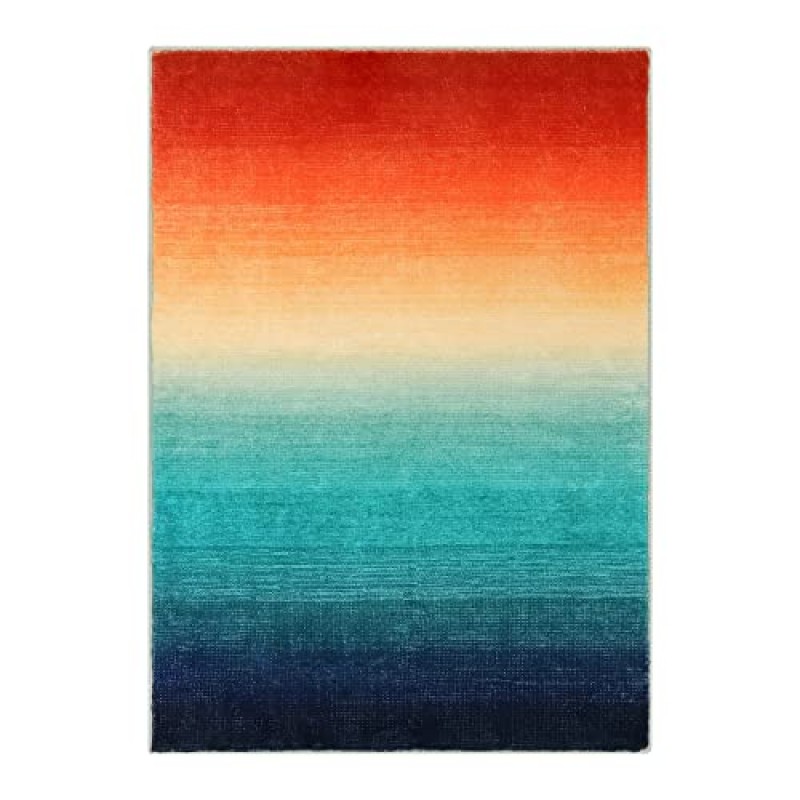 Wonnitar Modern Ombre Area Rug 5x7, 거실용 빨 수 있는 대형 컬러풀 러그, 추상적 현대 미끄럼 방지 다이닝 룸 던지기 매트, 침대 옆 입구 주방용 비흘림 소프트 프린트 카펫